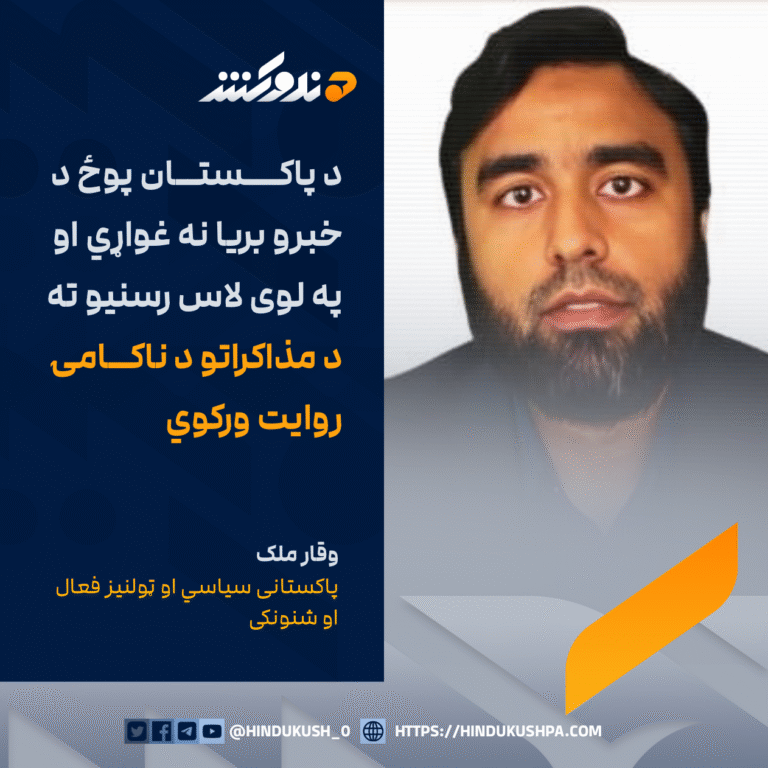 پاکستانی سياسي او ټولنيز فعال او شنونکی وقار ملک: د پاکستان پوځ د خبرو بريا نه غواړي او په لوی لاس رسنيو ته د مذاکراتو د ناکامۍ روايت ورکوي