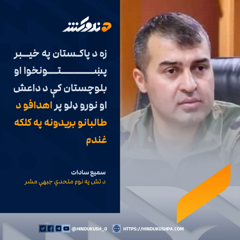 د تش په نوم متحدې جبهې مشر سمیع سادات: زه د پاکستان په خيبر پښتونخوا او بلوچستان کې د داعش او نورو ډلو پر اهدافو د طالبانو بريدونه په کلکه غندم