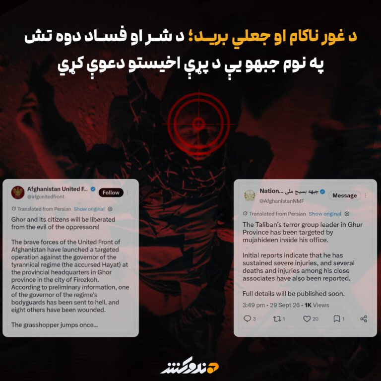 د غور ناکام او جعلي بريد؛ د شر او فساد دوه تش په نوم جبهو یې د پړې اخيستو دعوې کړي