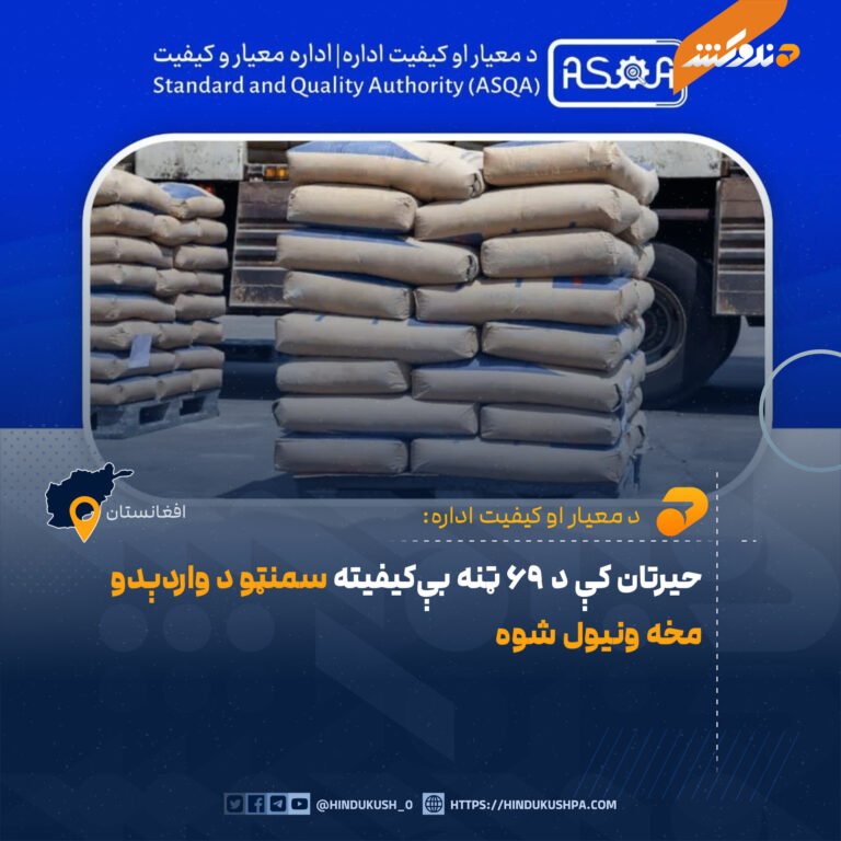 حیرتان کې د ۶۹ ټنه بېکیفیته سمنټو د واردېدو مخه ونیول شوه